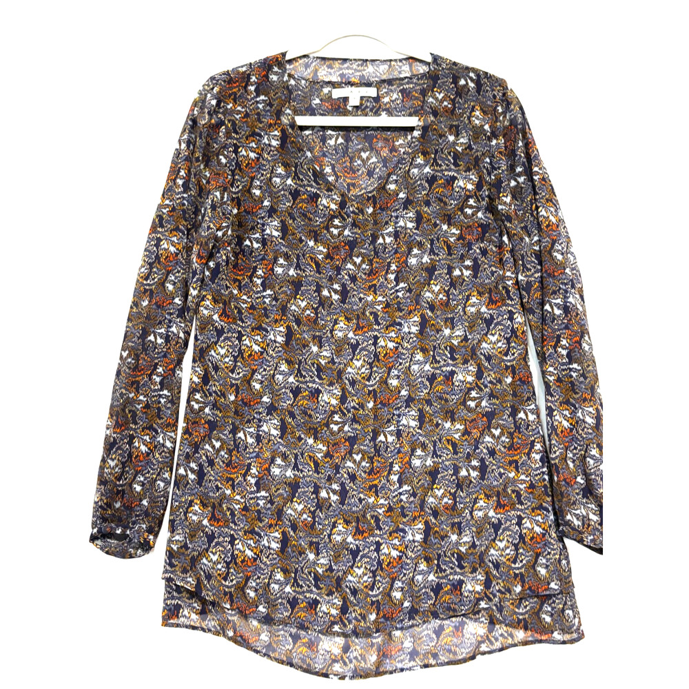 CAbi Womens Sz S #157 tapestry blouse double layer top Artsy Boho Career Capsule